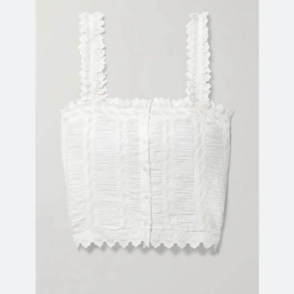 Doen Net Sustain Ari Broderie Anglaise And Ruched Organic Cotton-Voile Top - Picture 2 of 5